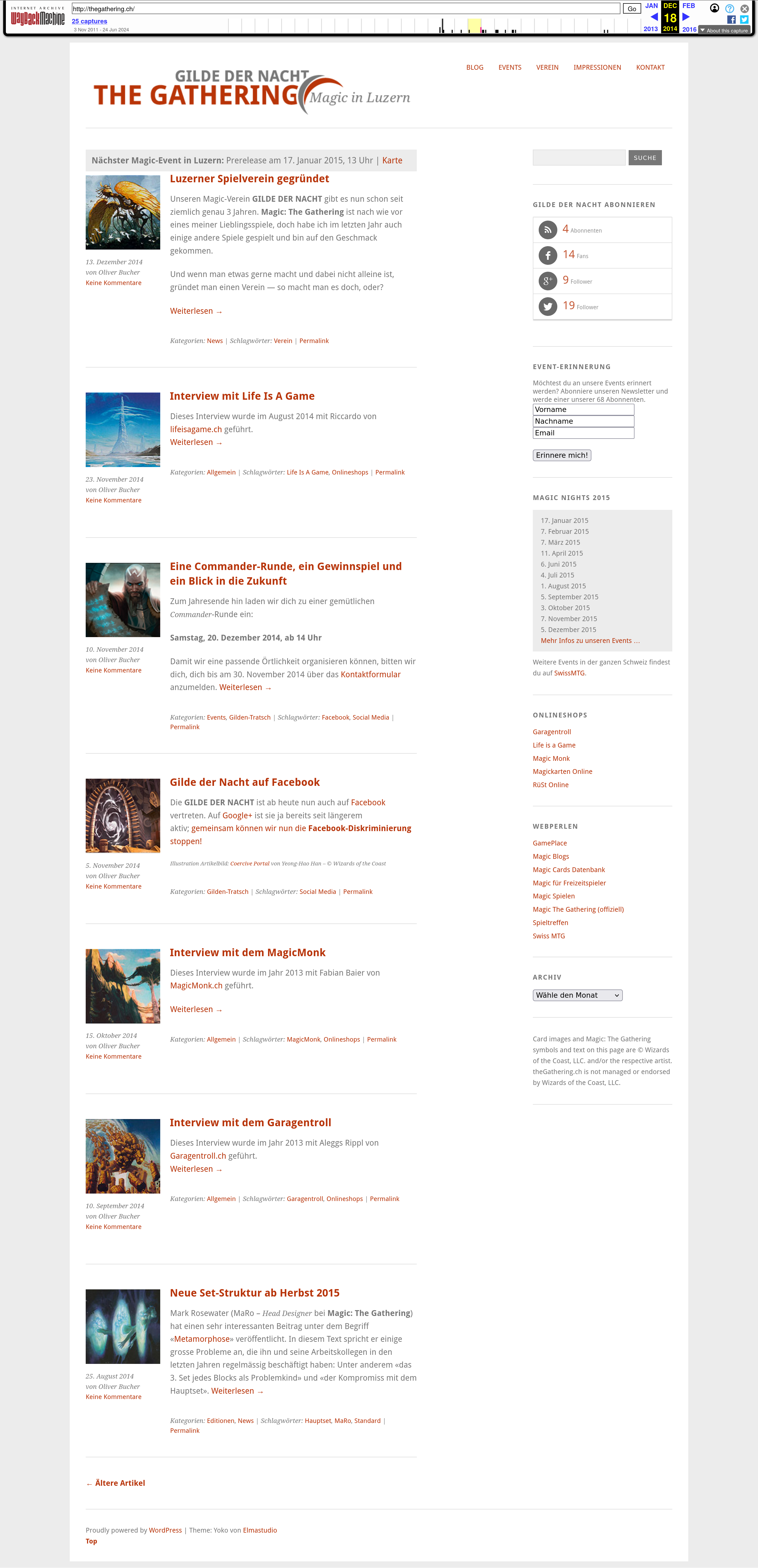 2014, Gilde der Nacht, Webseite